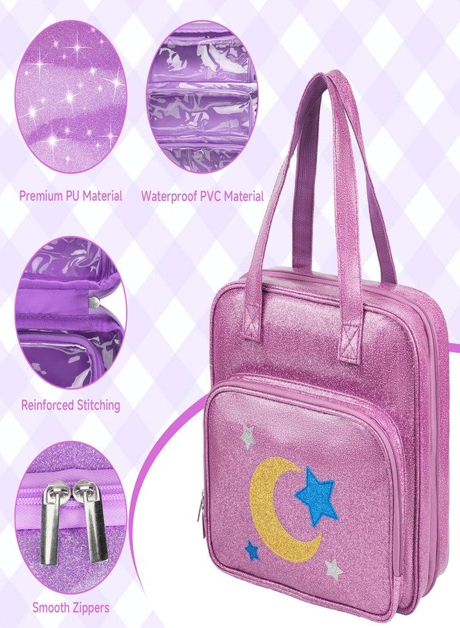 Jaffzora Dolls Carrying Case Compatible with LOL Surprise Dolls All,Hanging Travel Toys Storage Tote Bag with 6 Clear Pockets for Girls,Purple - Image 3